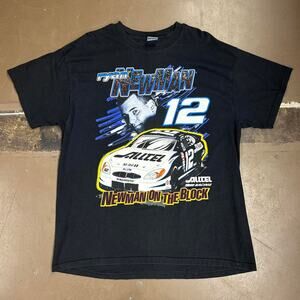 Vintage 90s NASCAR Ryan Newman Racing Tee Mobil 1 Black Graphic T-shirt